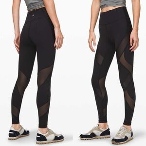 Lululemon Wunder Under Black Hi-Rise Tight Mesh Cutout Leggings - Size 4